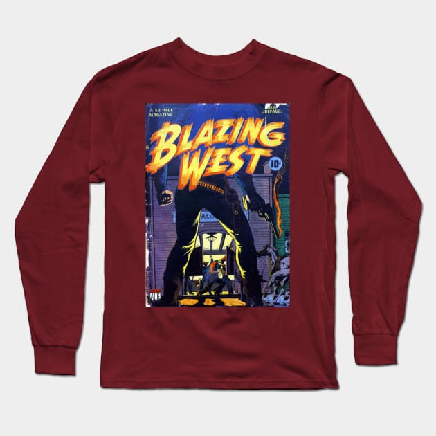 Blazing Wild West Comic Cover Long Sleeve T-Shirt by Weirdette
